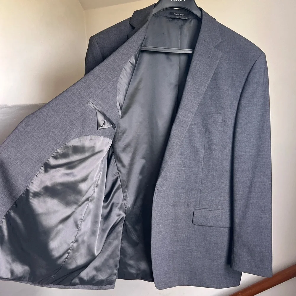 Lauren Ralph Lauren 2-piece Suit Jacket Pants 48L Gray Wool Two Button Blazer